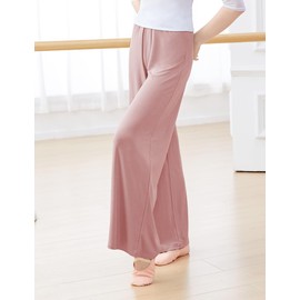 Daydance Modal Teen Girls Palazzo Pants for Dance, Wide Leg Sweatpants for Ballet, Work Out, Yoga Pink