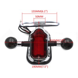 XKMT-MOTORPARTS, Motorcycle Chrome Smoke Metal Tombstone Brake Tail W/Light Signal Compatiable With Big Twin Motorcycle Bike [P/N: XH3118B-A-01-CD+SK]