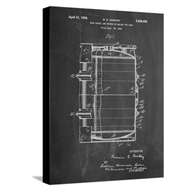 ART.COM Stretched Canvas Print Beer Barrel Patent by Cole Borders, 12" x 16"