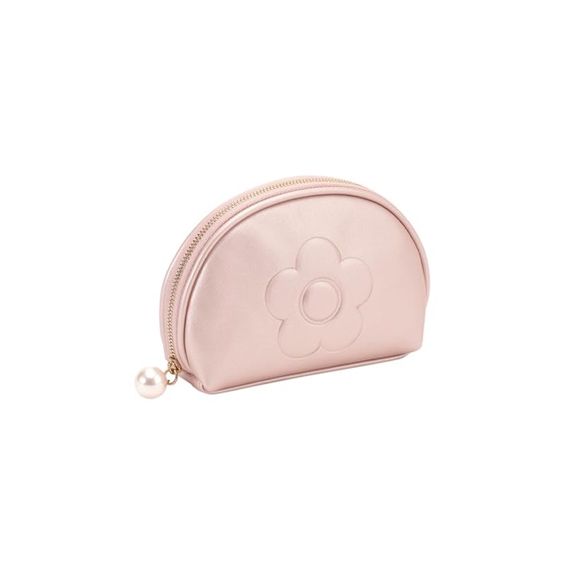 MARY QUANT Embossed Daisy Pearl, Round Pouch, H 4.1 x