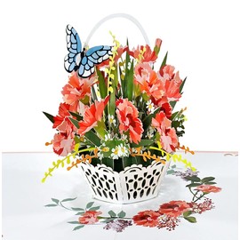 CUTPOPUP Carnation - Geburtstagskarten für Frauen, Muttertagskarte, Pop-Up-Geburtstagskarte, Geburtstagskarte Frau, 3D-Gruß an Ihre Mutter, Frau, Tochter, Schwester (Nelkenkorb) US8-41DE1515