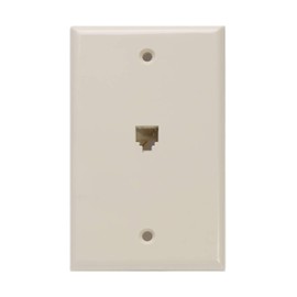 Leviton Standard Telephone Wall Jack, 6P4C, Screw Terminals, 40249-I, Ivory
