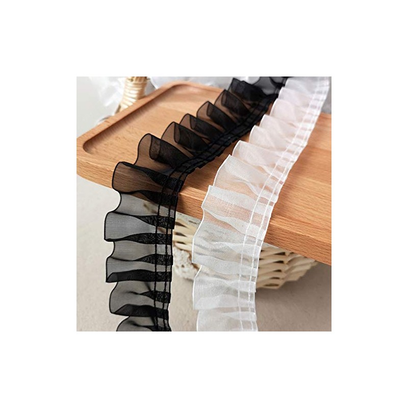 3.9cm Wide x 5 Yards Long Premium Chiffon Ruffle Lace