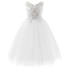Fancy Sequin Beaded Girls Pageant Ball Gown Lace V Back