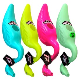Head Rush Flamingo Bird Beer Bong, Uniquely Shaped Beer Funnel, Multi-use Drinking Funnel, Party Essentials for Adults, Drinking Games Accessories, Assorted Colors, 4-Pack