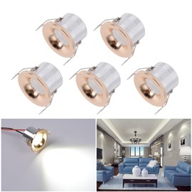 Midore Mini LED Recessed Spotlight, LED Mini Recessed Spotlight, 3 W, 5 Pieces, 230 V, White, Small Ceiling Spotlight with Transformer, Cob Downlights, Ceiling Spotlights, 330 lm, Mini LED Spot for