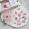 Pink French Tip Press on Nails Short False Nails Square
