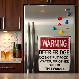 Warning Beer Fridge Magnet, Beer Stickers Magnet Stickers Funny Magnets for Fridge Stickers Food or Other Contaminants Can Not Be Placed in This Fridge Brewery Decals for Men Car,Kitchen Accessories