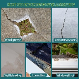 Qiveaory 5Kg/117Fl.oz Concrete Crack Filler Waterproof Repair Sealant Premium Quick-Drying Crack Sealant for Driveway Walkway Outdoor Patio with Brush Putty Knife Nitrile Gloves Plastic Scraper