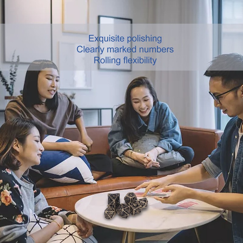 7pcs Copper Dice Set Polyhedral Hollow Clear Number Balancing Table