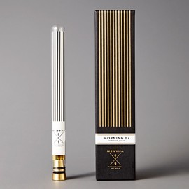 MENVHA Incense Set, Japanese Incense Sticks with a Brass Holder, Hand-Made by Artisan, 30sticks, Morning Series (Morning02 - Yuzu)