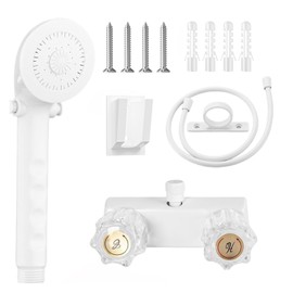 RV Shower Faucet with Shower head and Hose - Non-Metallic RV Shower Kit, On/Off Valve & Diverter, Handheld Shower Replacement for RV,5thWheels,Motorhomes,Travel Trailers,Campers（White）