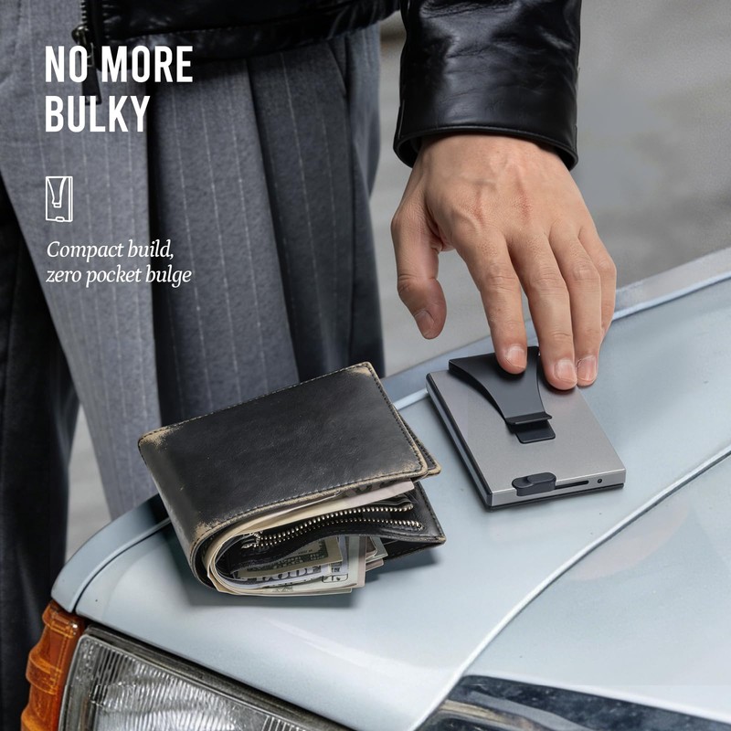 Slimwalt Slim Front Pocket Card Holder for Daily Commute &