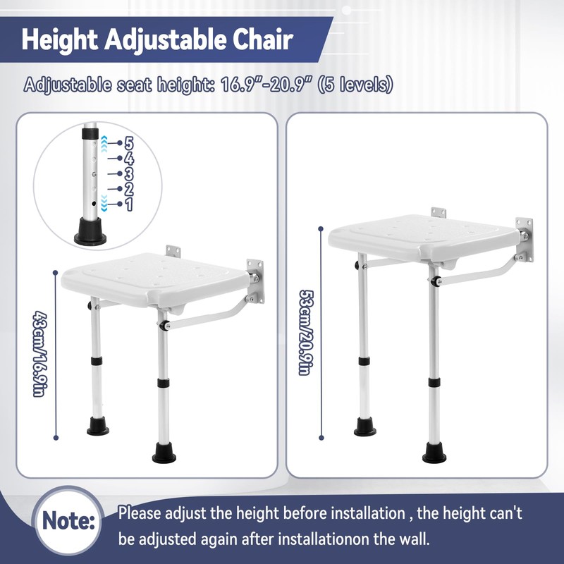 TYYIHUA Folding Shower Seat Wall Mounted, Foldable Shower Bench Shower