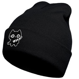 Funny Cool Beanies Cute Gothic Knit Hat for Men and Women (Cat)