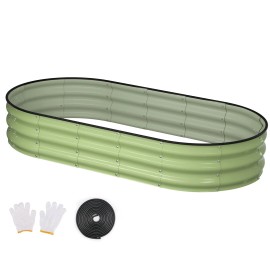 Patiobay Raised Garden Bed 6x3x1ft Galvanized Outdoor Planter Beds with Safety Edging