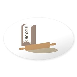 CafePress Rolling Pin & Flour Sticker Sticker (Oval 50 pk)