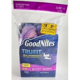 Goodnites TRU-FIT Underwear w/ Nighttime Protection Starter Pack-Girls S/M