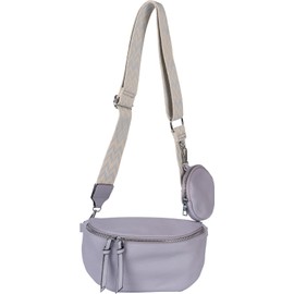 styleBREAKER 02012396 Women’s Half Moon Crossbody Shoulder Bag Set, 2 Pieces, Shoulder Strap with Zigzag Diamond Pattern, lilac
