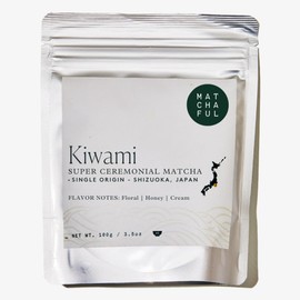Matchaful - Kiwami - Single Origin, Super Ceremonial Matcha - Fine Green Tea Powder, Direct-Trade From Shizuoka, Japan - Balanced with Flavor Notes of Floral, Honey, and Cream - 100g Bag
