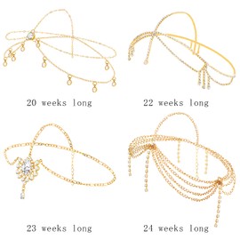 NEWITIN 4 Pieces Rhinestone Head Chain for Women Boho Layered Tassel Head Jewelry Gold Crystal Wedding Bridal Hair Chain Festival Prom Hair Accessories for Women