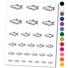 Rainbow Trout Fish with Spots Fishing Temporary Tattoo Water Resistant Fake Body Art Set Collection - Light Blue (One Sheet)