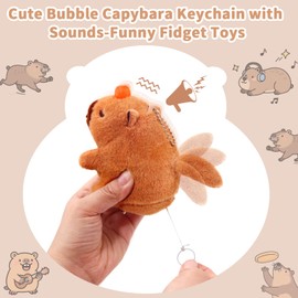 Cute Capybara Plush Toy with Shaking Tail Mini Capybara Keychain Stuff Animal Toys for Car, Desk, Back to School Gifts, Backpack Charm, Birthday Party Favor Fidget Toys for Kids Aduts (Style B)