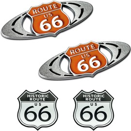 Hapifam Car Sticker Motorcycle Emblem Route 66 Exterior Parts American Casual Taste Retro Decal Route66 Set of 4
