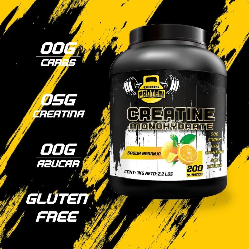 Creatina Monohidratada Guns 1k 200 Servicios Varios Sabores