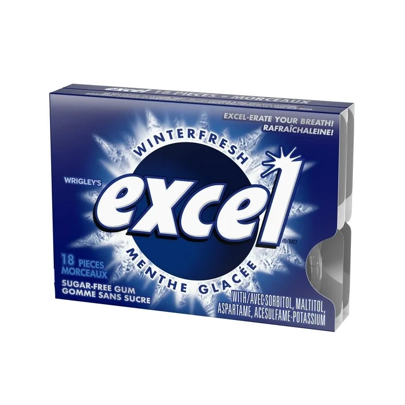 EXCEL, Winterfresh Flavored Sugar Free Chewing Gum, 18 Pieces, 3
