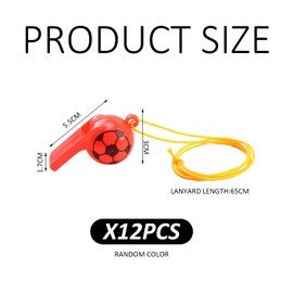 OAAO Pack of 12 Football Whistle, Plastic Whistle, Whistle Toy for Children, Toy Whistle, Sports Whistle, Football Whistle, Children's Training, Sports Whistle with Neck Strap (Random Color)