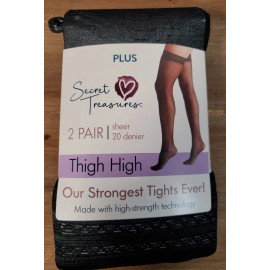Secret Treasures Thigh High Tights Missy & Plus Black Sheer 20 Denier 2 Pair - Missy