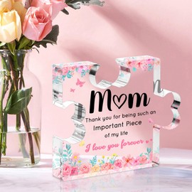 Mothers Day Gifts for Mom From Son Daughter, Mothers Birthday Gift Ideas - Acrylic Puzzle Piece Plaque 4.7×3.8×0.6 inches, Birthday Valentine's Day Christmas Mother's Day Gift for Mom