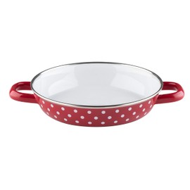 Riess, 0044-077, Egg pan 20, Country - PÜNKTCHEN Rot, Colour red, Diameter 20 cm, Height 4 cm, Enamel, Induction