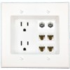 RiteAV Recessed Duplex Receptacle Outlet 4 CAT6 2 Coax Wall Plate White