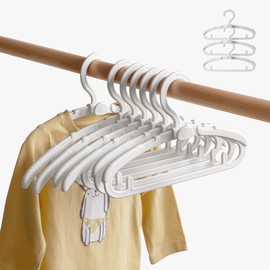 LANZYLO Baby Hangers for Closet, Non-Slip Baby Clothes Hangers, Adjustable Toddler Hangers for Girl Boy Infant Kid Hangers, Space Saving Childrens Hangers,White (20)