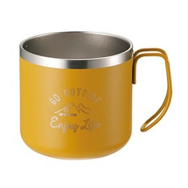 Captain Stag Monte UE-3434 Mug, Cup, Double Stainless Steel, Vacuum Insulated, Heat and Cold Retention, 11.8 fl oz (350 ml), Yellow