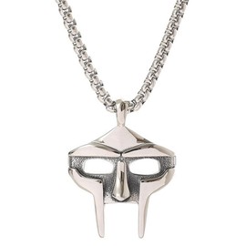 CRFANSHIRT Stainless Steel MF Necklace Metal Mask Face Hip Hop Merch Rap Stuff Totem Pendant for Party Jewelry