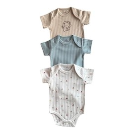 HAFY BABY Bodysuit Short Sleeve One-piece Suit Newborn Jumpsuit Infant Vest for Baby Boys and Girls 6-9 Months, Pack of 3, Color 5