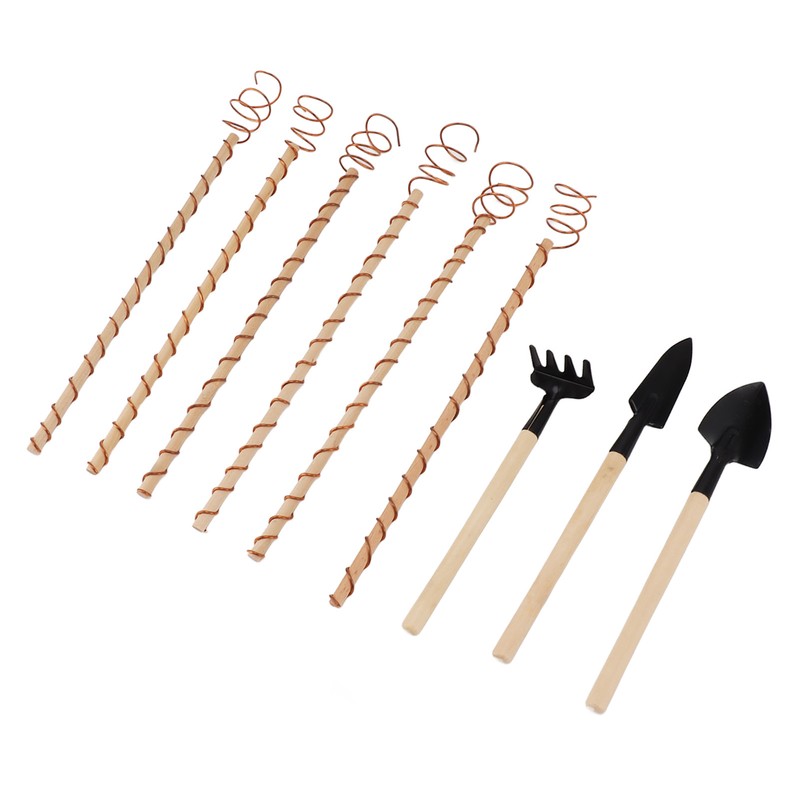 6PCS Electroculture Plant Stakes 10 Inch Natural Wood Stake Wrapped