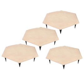 4pcs Hexagon 17inch Outdoor Stepping Stones with Ground Stakes,Home or Garden Decorative Walkway Step Stones for Pathway Pavers, Polypropylene Material (Creamy White)