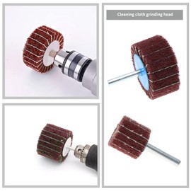 Be In Your Mind Pack of 5 Coarse Fleece Interleaf Flap Discs Pad 120 Grit 6 mm Shaft Sanding Disc Nylon Fibre Scouring Pad for Rotary Tool 25/30/40/50/60 mm Red