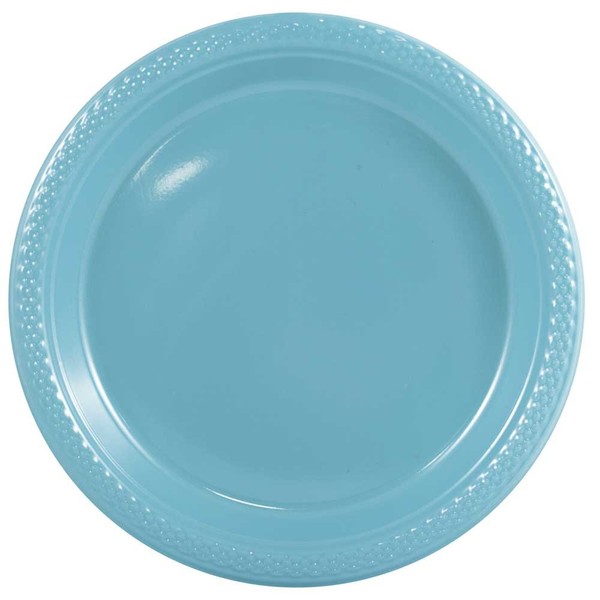 JAM PAPER Round Plastic Party Plates - Small - 7 inch - Sea Blue - 20/Pack