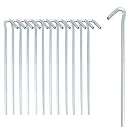 ToCi 12 x Tent Pegs, Galvanised Steel, 25 cm Long, Long and Robust Tent Hooks, Pegs for Camping and Outdoors, Ideal for Normal Floors, Diameter 4 mm
