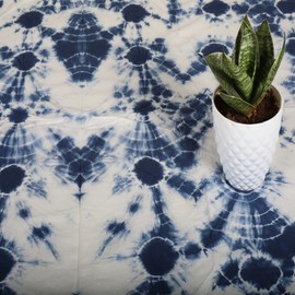 Trade Star 5 Yard Shibori Fabric, Indian Handmade Cotton Fabric, Indigo Tie Dye Fabric, Dressmaking Fabrics for Sewing Clothing, Natural Dye Fabric (Pattern 11)