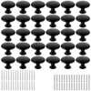 LOPYXBR 30 Pieces Furniture Knobs Black, 30mm Round Cabinet Knobs