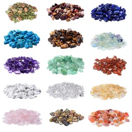 1500Pcs Chip Gemstone Beads DIY Jewelry Making, Healing Engry Crystals Polishing Crushed Irregular Shaped Beads with Box (15 Materials)