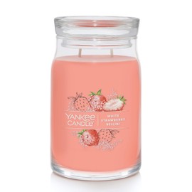 Yankee Candle White Strawberry Bellini Scented, Signature 20oz Large Jar 2-Wick Candle, Over 60 Hours of Burn Time