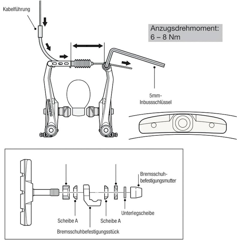 4 Pairs V-Brake Brake Pads - 70 mm Symmetrical Bicycle