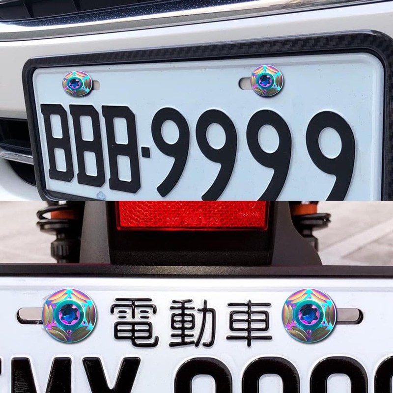 HiLiBoom M6 Anti-Theft Screws Titanium Alloy Snowflake Design Car License